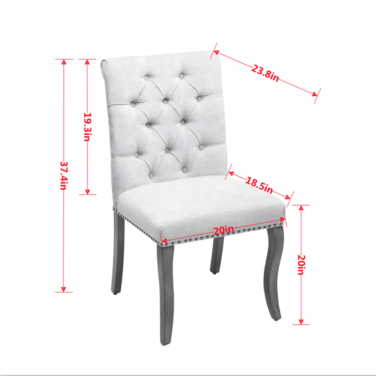 Upholstered Chenille Fabric Accent Dining Chair, Curved Solid Wood Legs, Elegant Tufted Club Dining Room Kitchen Room Dining Chair – Beige