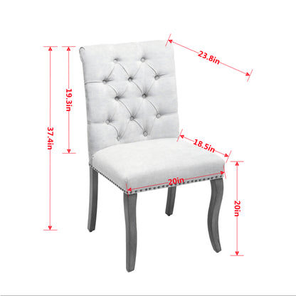 Upholstered Chenille Fabric Accent Dining Chair, Curved Solid Wood Legs, Elegant Tufted Club Dining Room Kitchen Room Dining Chair – Beige