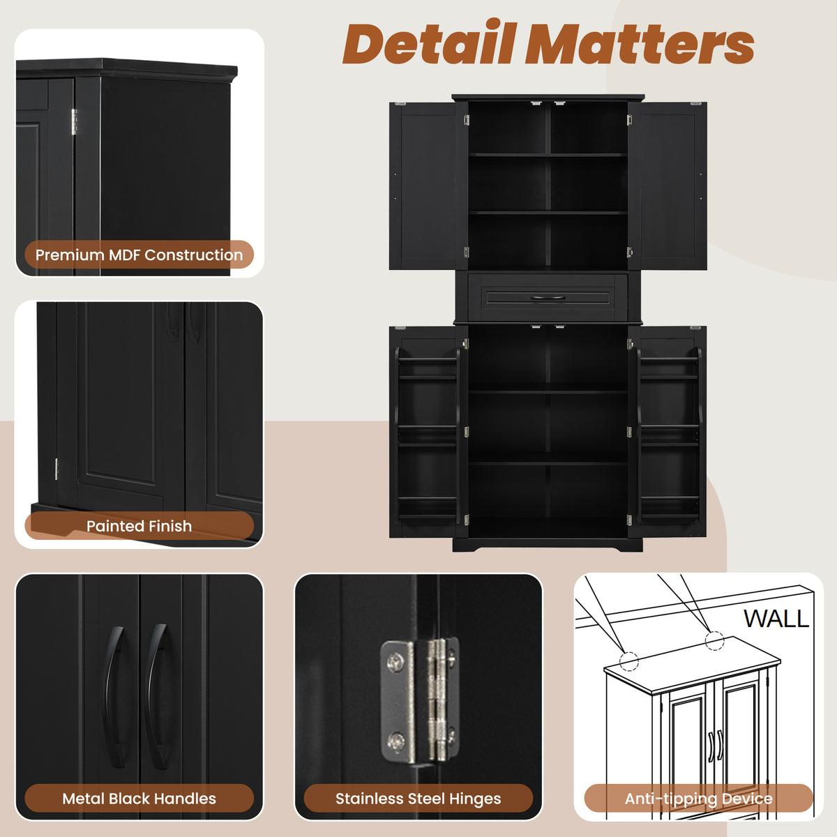 [Video] Bathroom Storage Cabinet with Multi-Functional Storage Space, Drawer with Slide Rails, Adjustable Shelf, Black
