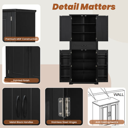 [Video] Bathroom Storage Cabinet with Multi-Functional Storage Space, Drawer with Slide Rails, Adjustable Shelf, Black