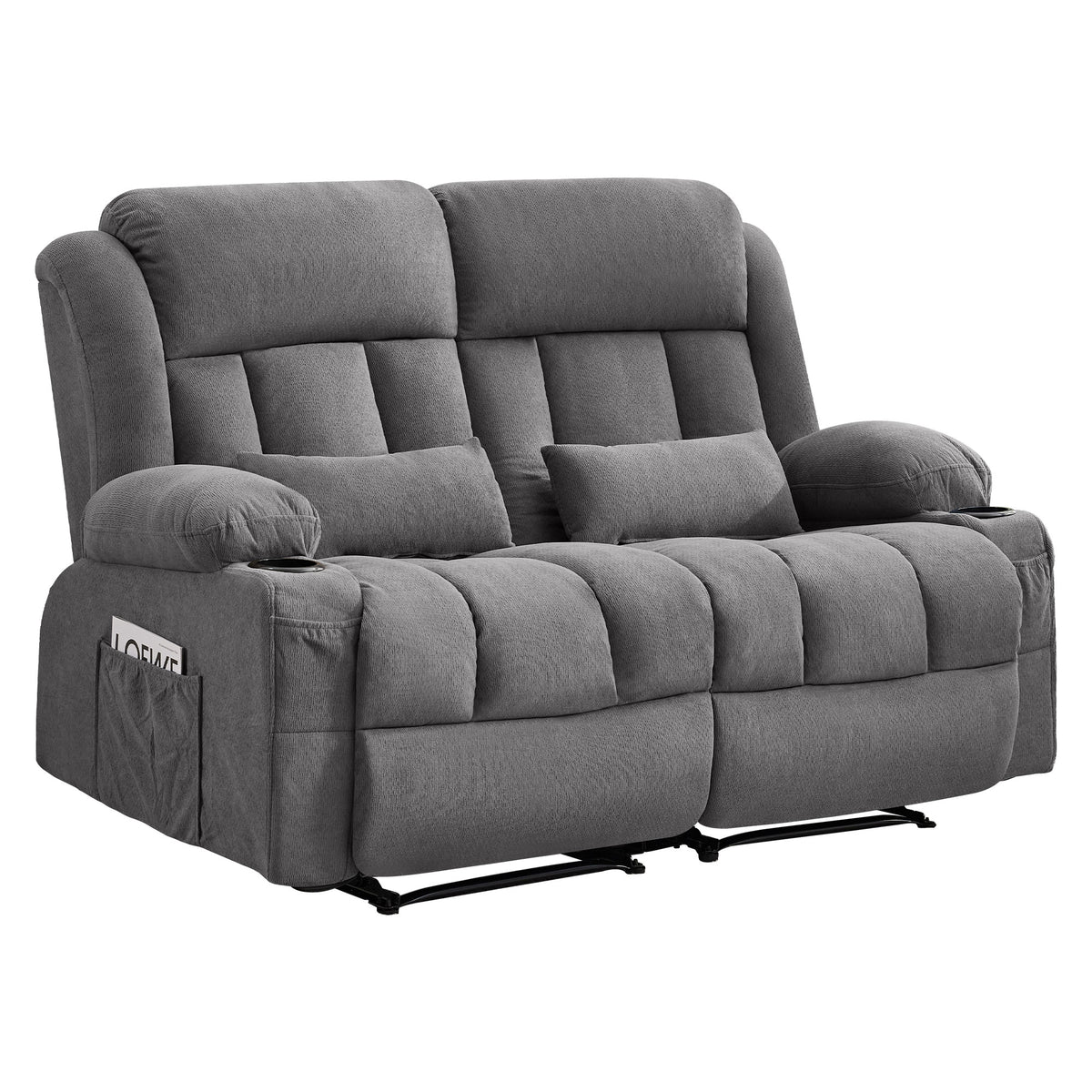Reclining Loveseat Sofa for Living Room, Ergonomic Backrest with Cup Holders&Side Pockets