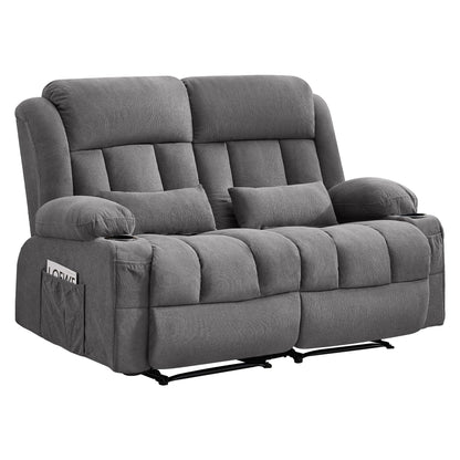 Reclining Loveseat Sofa for Living Room, Ergonomic Backrest with Cup Holders&Side Pockets