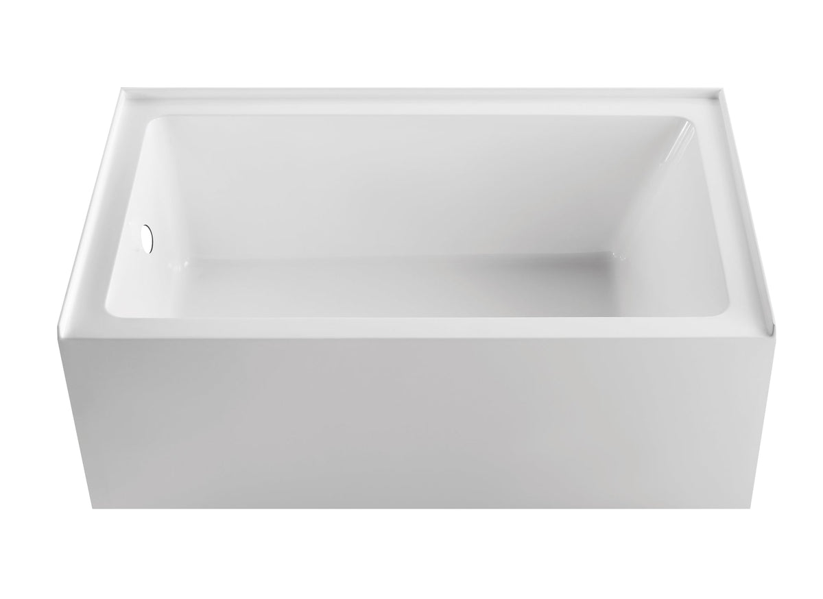 60" x 36" Alcove Bathtub, Acrylic Soaking Tub with Ergonomic Backrest, Anti-Slip Base, Left Drain, Glossy White