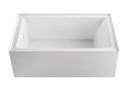 60" x 36" Alcove Bathtub, Acrylic Soaking Tub with Ergonomic Backrest, Anti-Slip Base, Left Drain, Glossy White