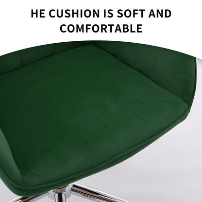 TY Adjustable Office Chair, Ergonomic Swivel Chair with Velvet Backrest Seat in Green, Comfortable for Long Sitting