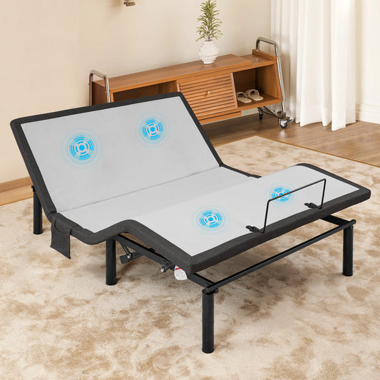 Ergonomic King Size Adjustable Bed, Zero Gravity Base for Stress Management w/Head and Foot Incline, Wireless Remote Control, Massage, Under-Bed Nightlight, and USB Ports
