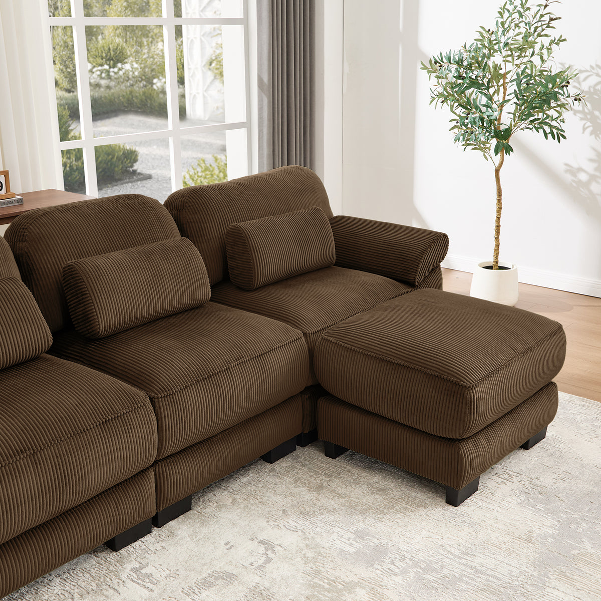 Ottoman Corduroy -Brown