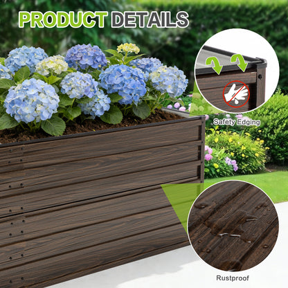 74.6'x35.4'x25" Raised Garden Bed Kit, Metal Elevated Planter Box, Open Drainage Base, 4 Reinforcing Rods