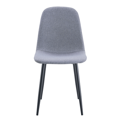 Luxury Simple Chair - Set of 4 Light Gray Linen-Cotton Material High Resilience Dining Chair with Metal Black Leg.Integral metal leg architecture,Suitable for various interior decoration styles.