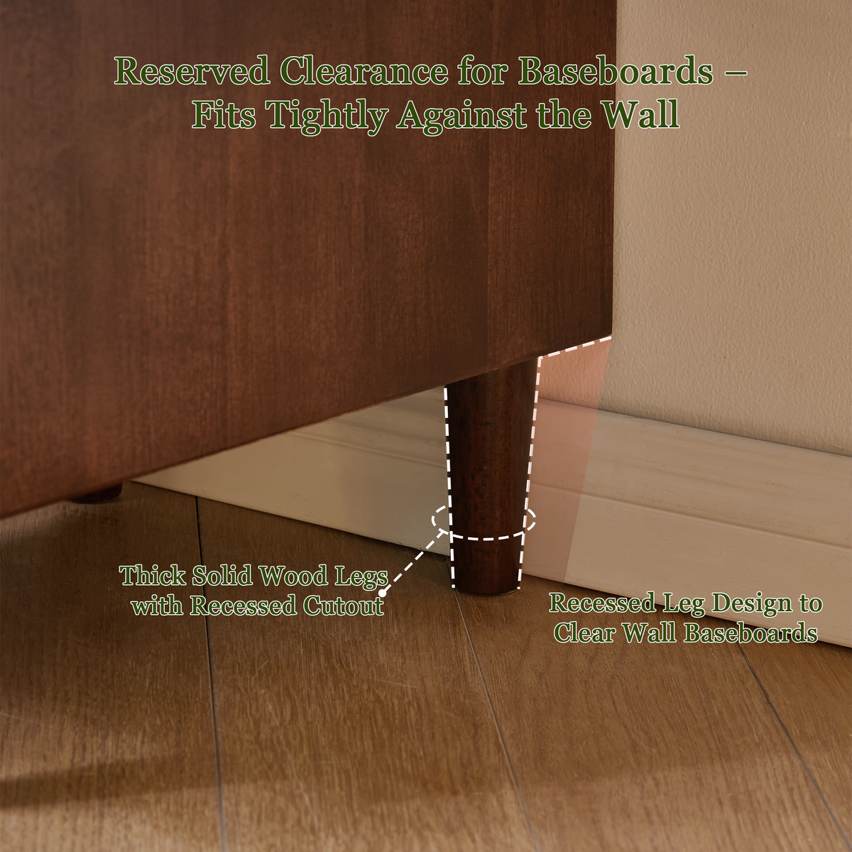 Solid Wood Nightstand with Two Drawers and Pull-out Panel Storage Bedside Table and Sofa Side Table