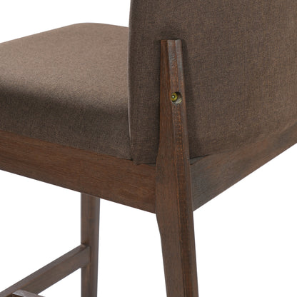 Clara Indoor Wooden Upholstered Counter stool, Walnut Finish with Taupe Cushion, Set of 2