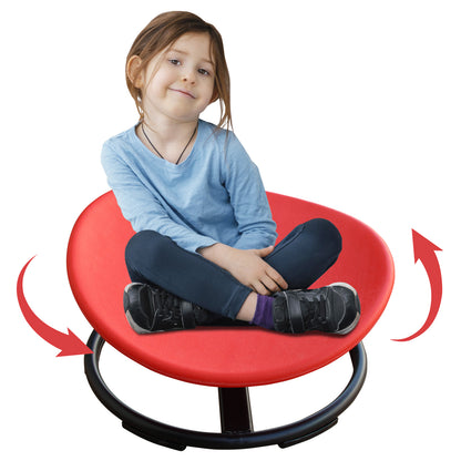 Sensory Spinning Chair for Autistic Kids, Swivel Chair, Sensory Toys Gifts for Toddlers with ADHD, Sit and Spin Toys,Training Body Coordination, Indoor & Outdoor, RED