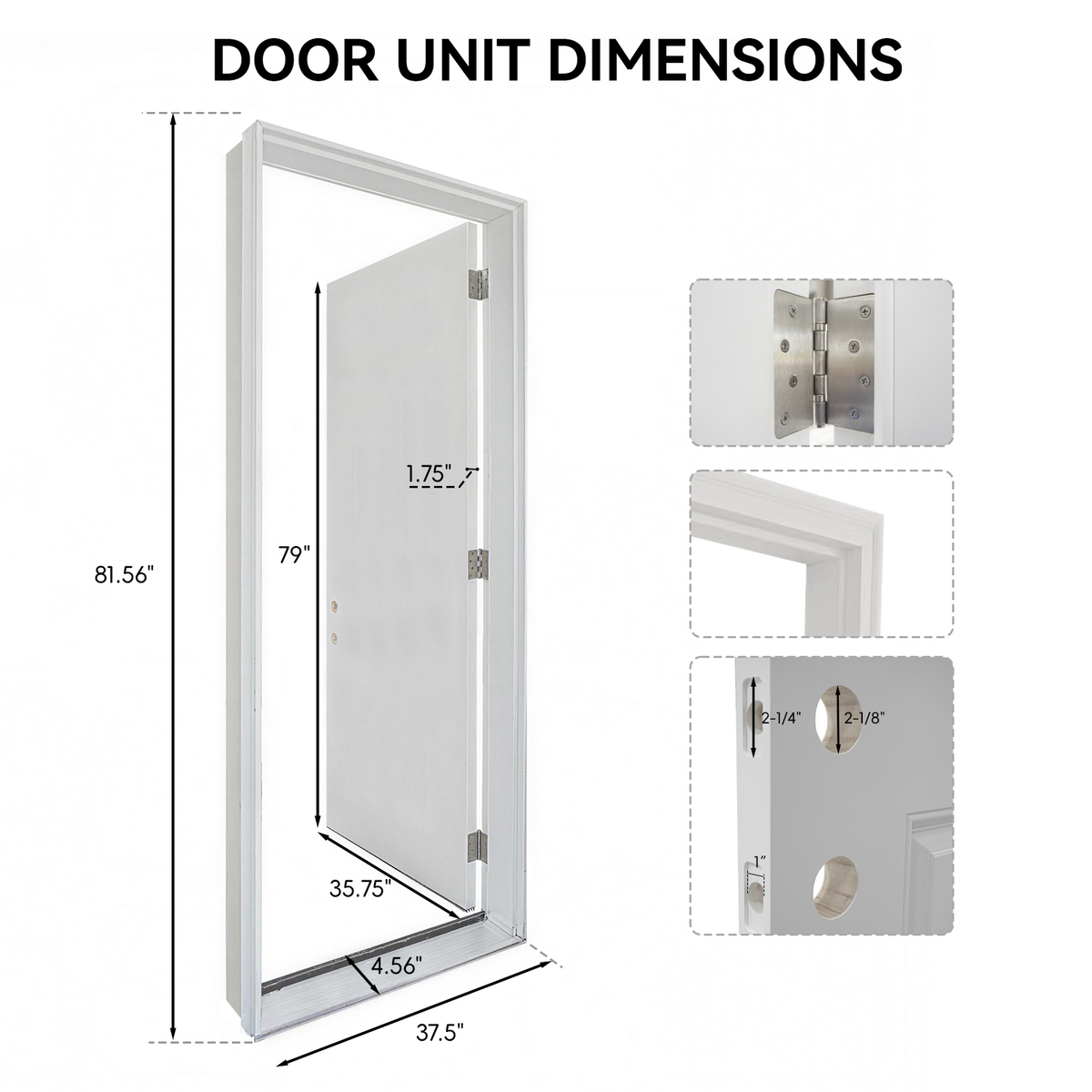 36"x80" Fiberglass Front Door with ,Left-Hand Inswing Exterior Door with Brickmould,Brushed Smooth skin with Oval Decorated glass for Home Entrance, Black Door slab only, no frame