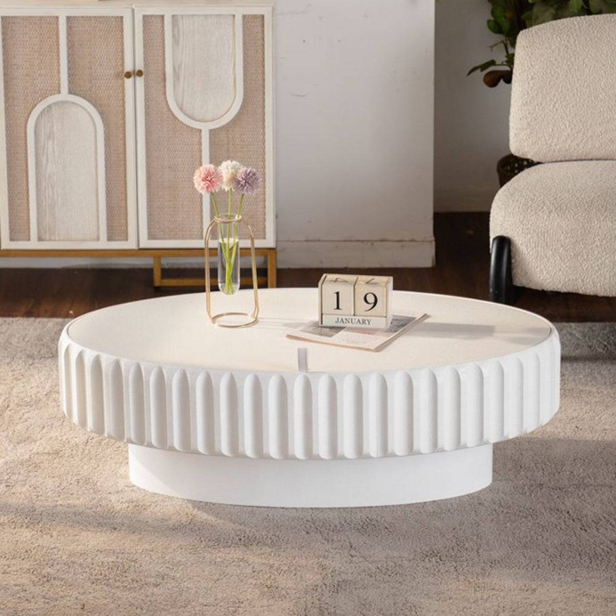 Fluted Storage Table with Lift-Off Lid, Sleek Texture, Perfect for Modern Living – Model W3081P389043