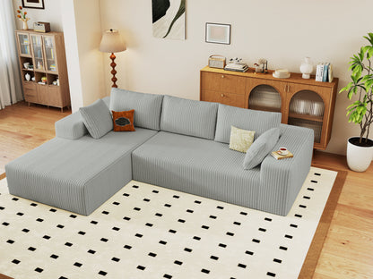 96" Cloud Sectional Couch with L-Shape Chaise,Modern Modular Sofa with Deep Seat, Upholstered Couches for Living Room Bedroom,No Assembly Required (Plush Corduroy Fabric)