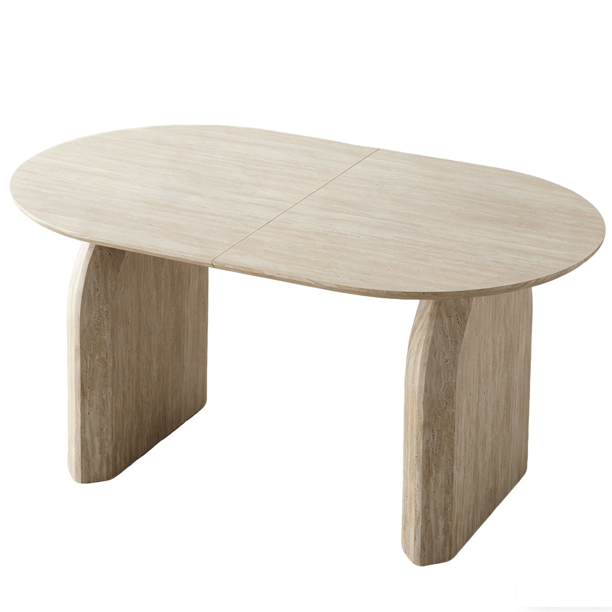 Wood Extendable Dining Table, Modern Oval Kitchen Table with Stylish Dual - Pillar Design, Perfect for Home Dining & Gathering, Multi-functional and Space-saving, Living Room and Dining Room.