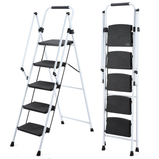 ladder, folding ladder stool, with anti slip wide pedals, steel ladder, with safety anti slip handle