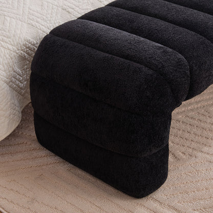 69.7"Wide Modern Upholstered Armless Bed Bench, Channel Tufted Couch Daybed Chaise, Chenille Ottoman Foot Stool for Living Room and Bedroom, Entryway, Black