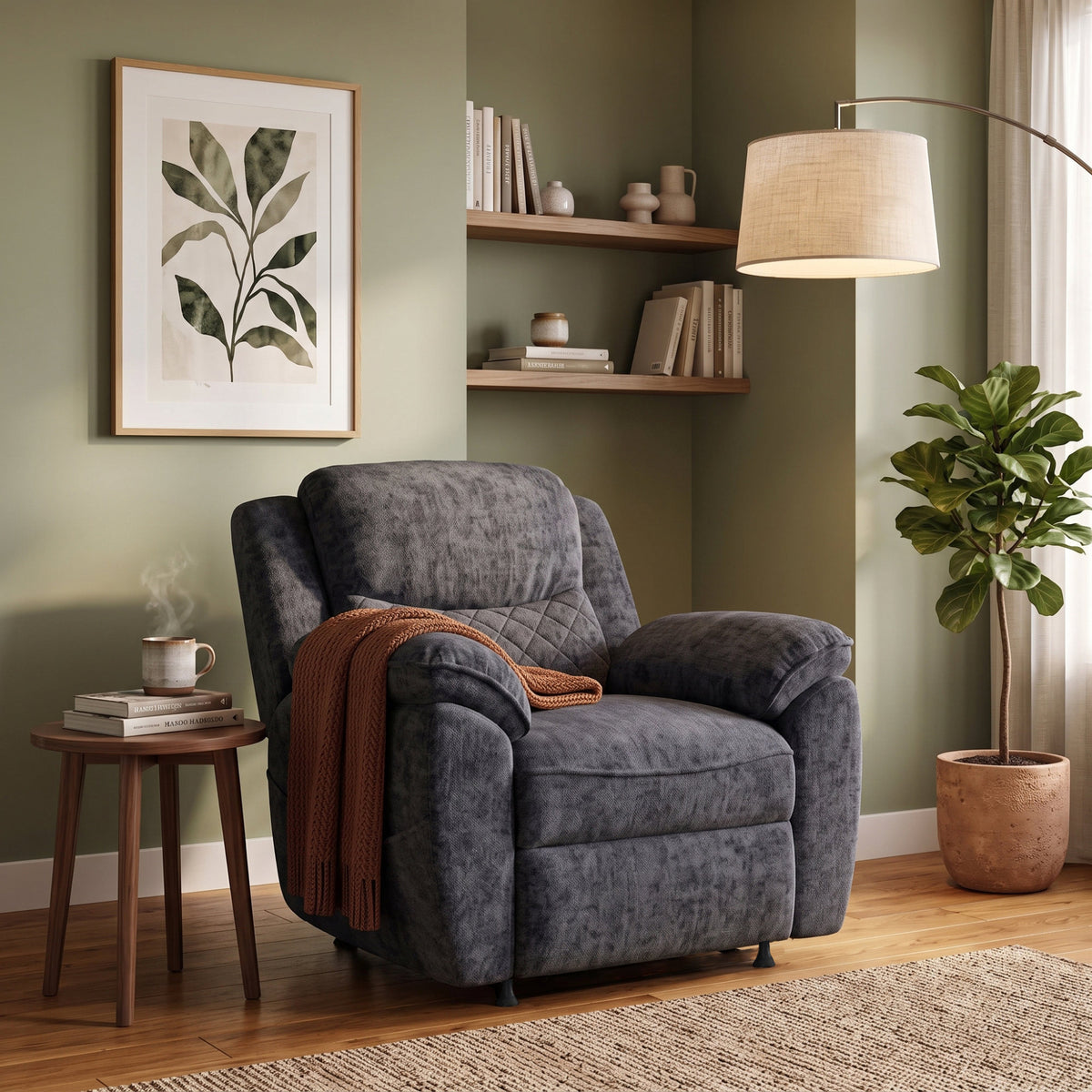Thick Padded Single Accent Sofa Chair with Armrests, Comfort Indoor Lazy Lounge Chair for Living Room Bedroom Home