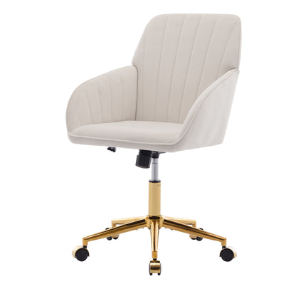 TY Ergonomic Swivel Office Chair, Adjustable and Comfortable, Beige Velvet Upholstery, 24.60 x 22.84 x 38.00 inches