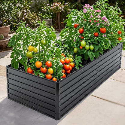 Metal Raised Garden Bed Outdoor 7.2x3.6x2 FT Galvanized Raised Garden Bed Kit, Vegetable Boxes-Rectangle Metal Flower Box