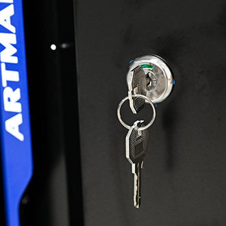 Movable Lockable Double Door Partition with Lock Multi-functional Hardware Storage Tool Car Auto Repair Locker--BLAK&BLUE