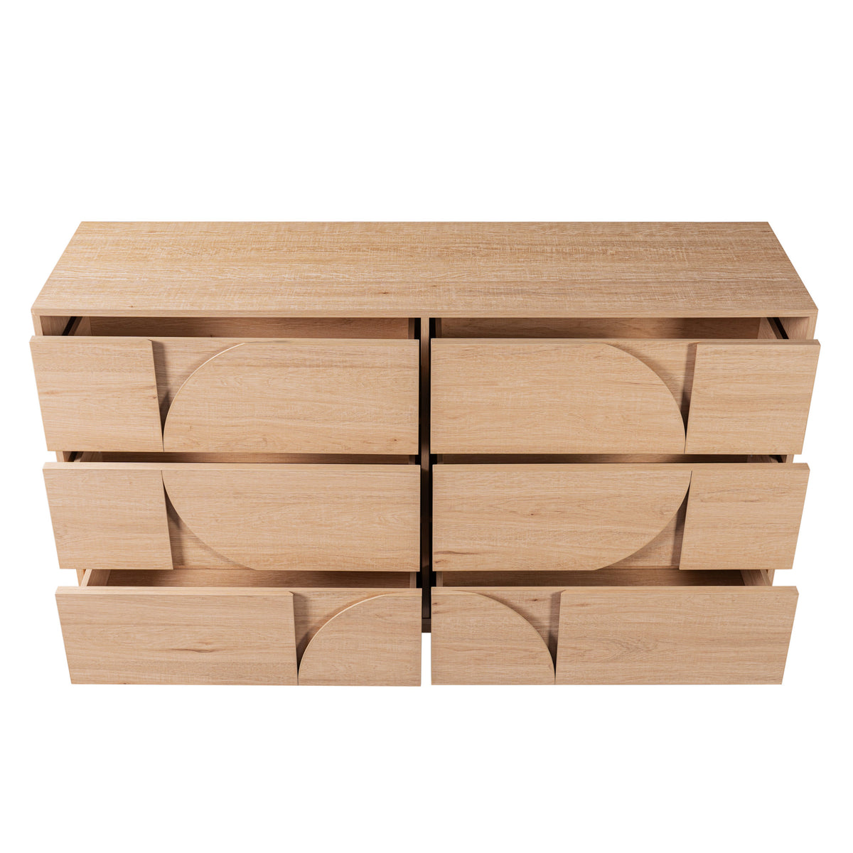 Mid Century 6-Drawer Dresser for Bedroom, 55" Wide Modern Chest of Drawers, TV Stand for Living Room, Solid Wood legs,Vanity Desk, Closet Storage, Drawers Organizer Furniture, Hallway,Light Oak