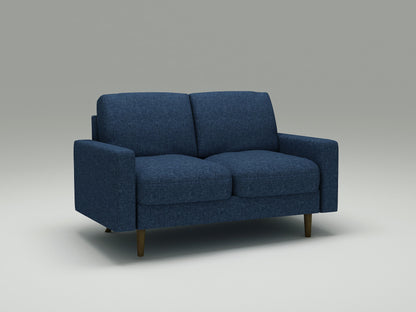 Modern 2‑Seat Loveseat Sofa, Polyester Fabric Couch, Without Accent Pillows, Loose Back Cushion for Small Space Living Room