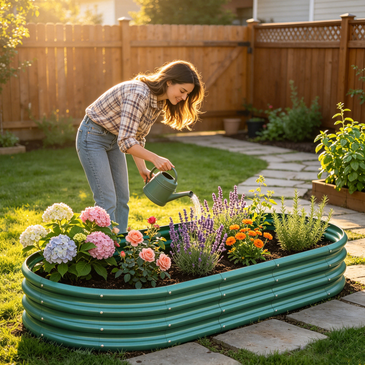 Galvanized Raised Garden Bed 6x3x1ft - Heavy Duty Metal Planter Box for Vegetables, Herbs & Flowers, Rust-Proof Outdoor Garden Bed with Large Capacity, Green, 1PCS