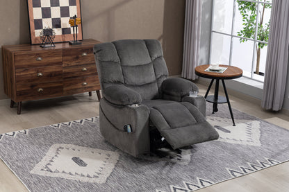 Ultra wide electric lounge chair with hot massage heating and auxiliary standing function - velvet rotating lounge chair for living room, bedroom, and office use