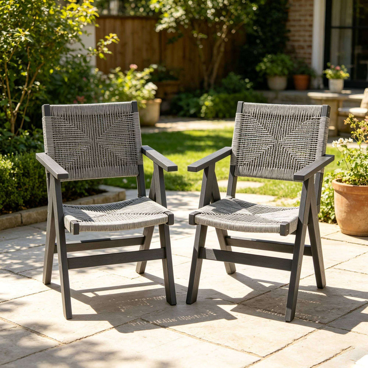 2 Piece HIPS All-Season Dining Chair Suitable For Garden Dinners & Versatile Outdoor Eating Spaces