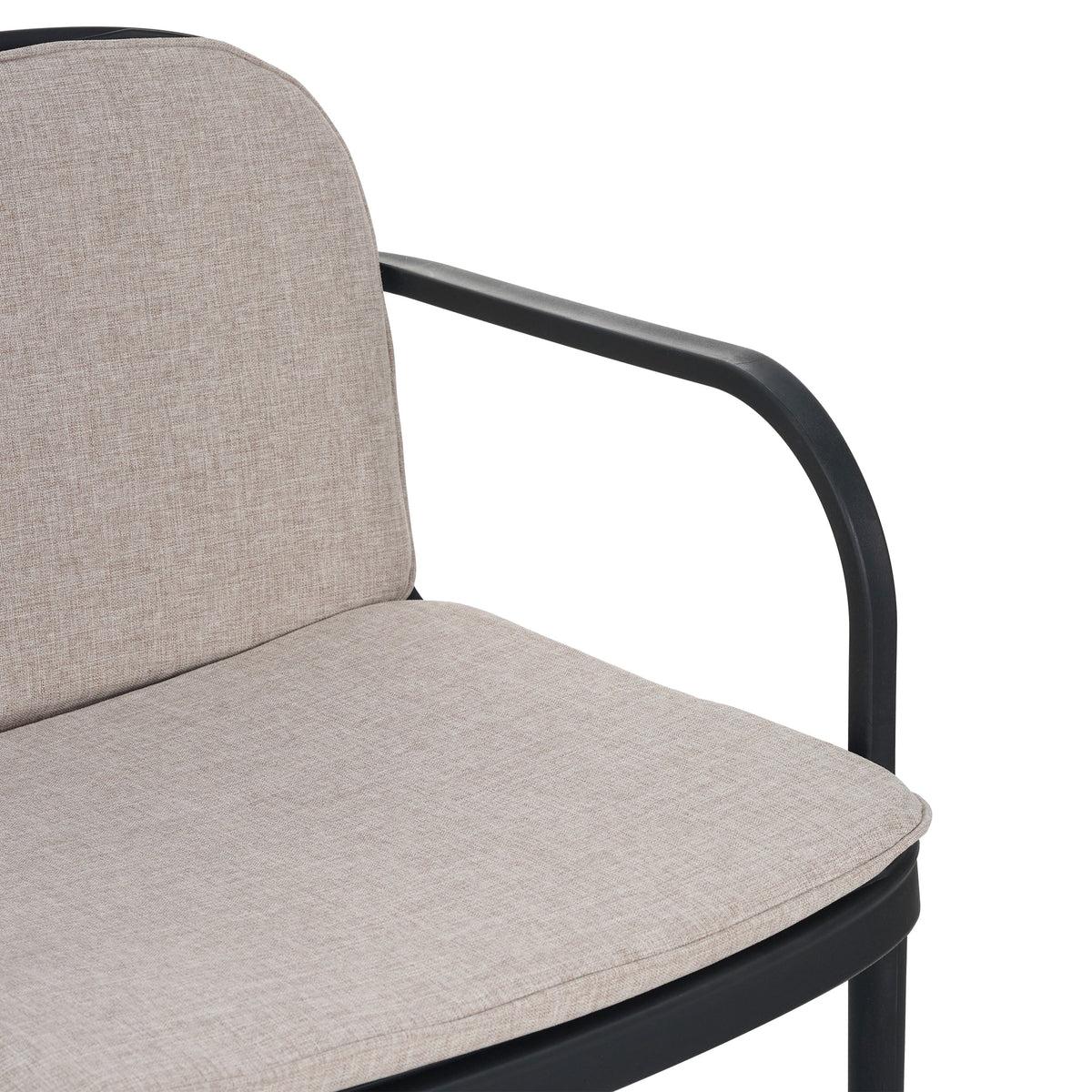 Luna Outdoor Patio PP Loveseat, Black Frame with Beige Cushion