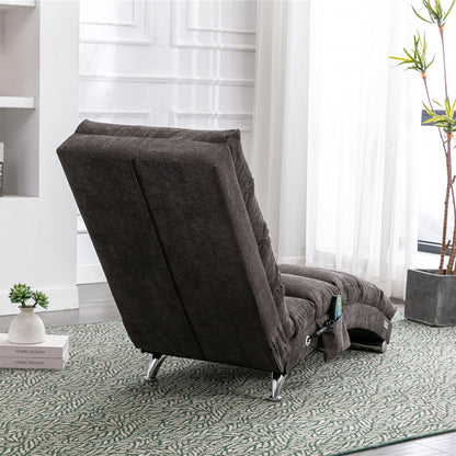 Ergonomic Linen Massage Chaise Lounge with Remote Control, Dark Gray, Electric Massage Lounger with 5 Modes