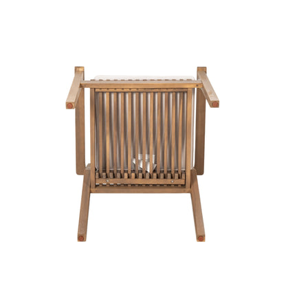 Patio Dining Chair Set of 2 - Sturdy Acacia Wood, Comfortable Waterproof Seating, 400 lbs Capacity, Brown Color Frame