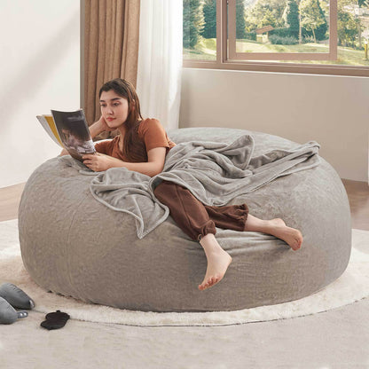 6FT bean bag chair, memory foam filling, adult and teen bean bag chair, soft sofa with removable flannel cover, round sofa for living room, bedroom, college dorm.