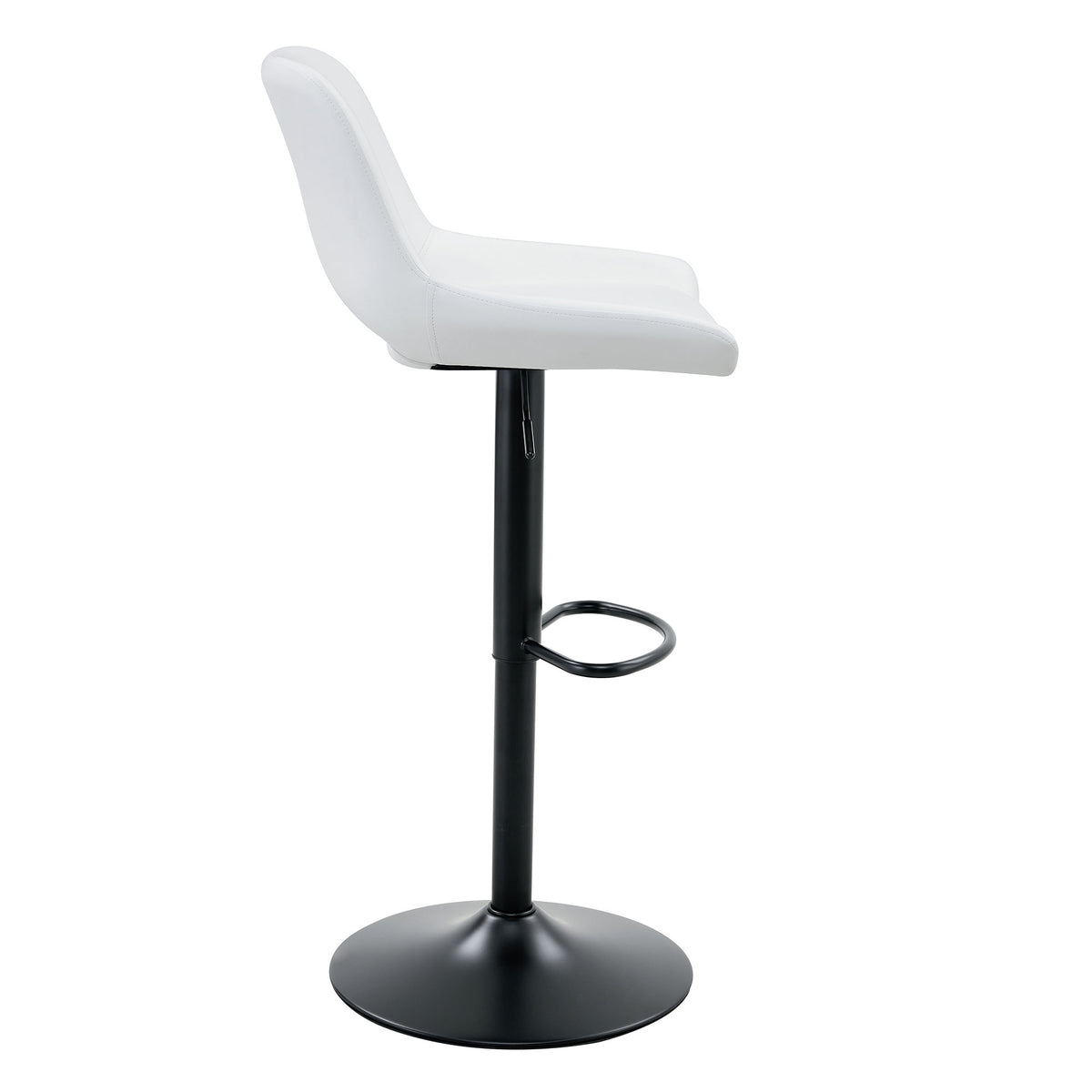 Modern Swivel Adjustable Bar Stools Set - 2 Pack, White PU Material, with Footrest, Holds Up to 250 lbs