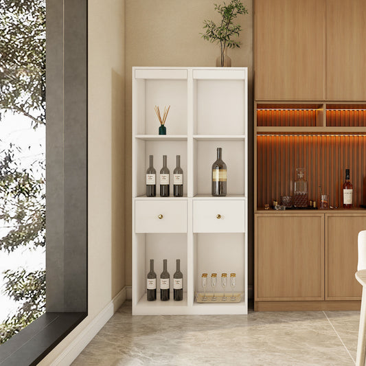 31.5x66.73x15.75inch White Two Side Storage Cabinet With Drawers for Bedroom, Living Room, Bathroom