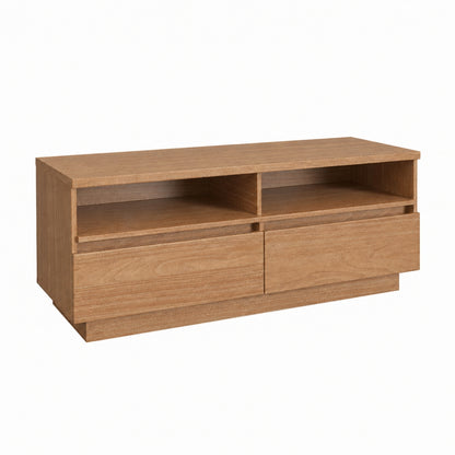 Modern TV Stand for TVs up to 50 Inches, Entertainment Center with Two Drawers in Hannover Oak Finish, Melamine Construction