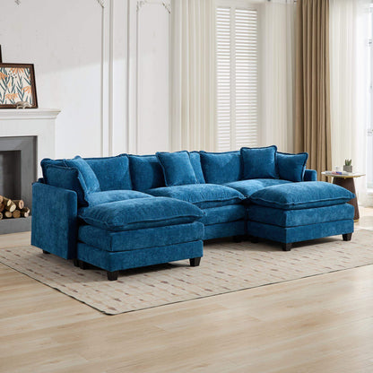 Cloud Sofa 3 Seats (Ottoman is not included), Modern Sectional Couch, Comfy Double Layer Upholstered Seat Cushion – Blue