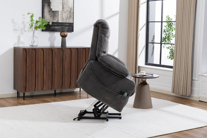 Ultra wide electric lounge chair with hot massage heating and auxiliary standing function - velvet rotating lounge chair for living room, bedroom, and office use