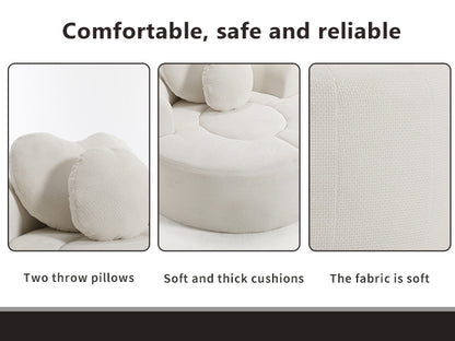 Round Sofa Bed with Memory Foam Sectional Couches for Living Room, Cloud Couch with two pillows, Beige