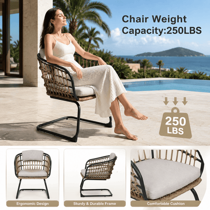Wicker Dining Chair-SET OF 2 is designed to elevate your patio, or garden space into a cozy, stylish spot for relaxation and connection.