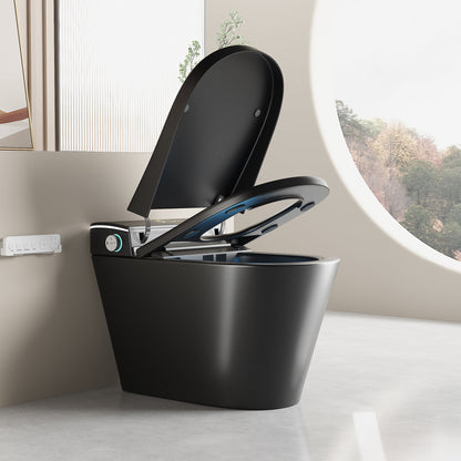 Smart Bidet Toilet with Auto Open/Close Seat, Warm Water Wash, Heated Seat, and Dryer in Black Ceramic, One-Piece Design