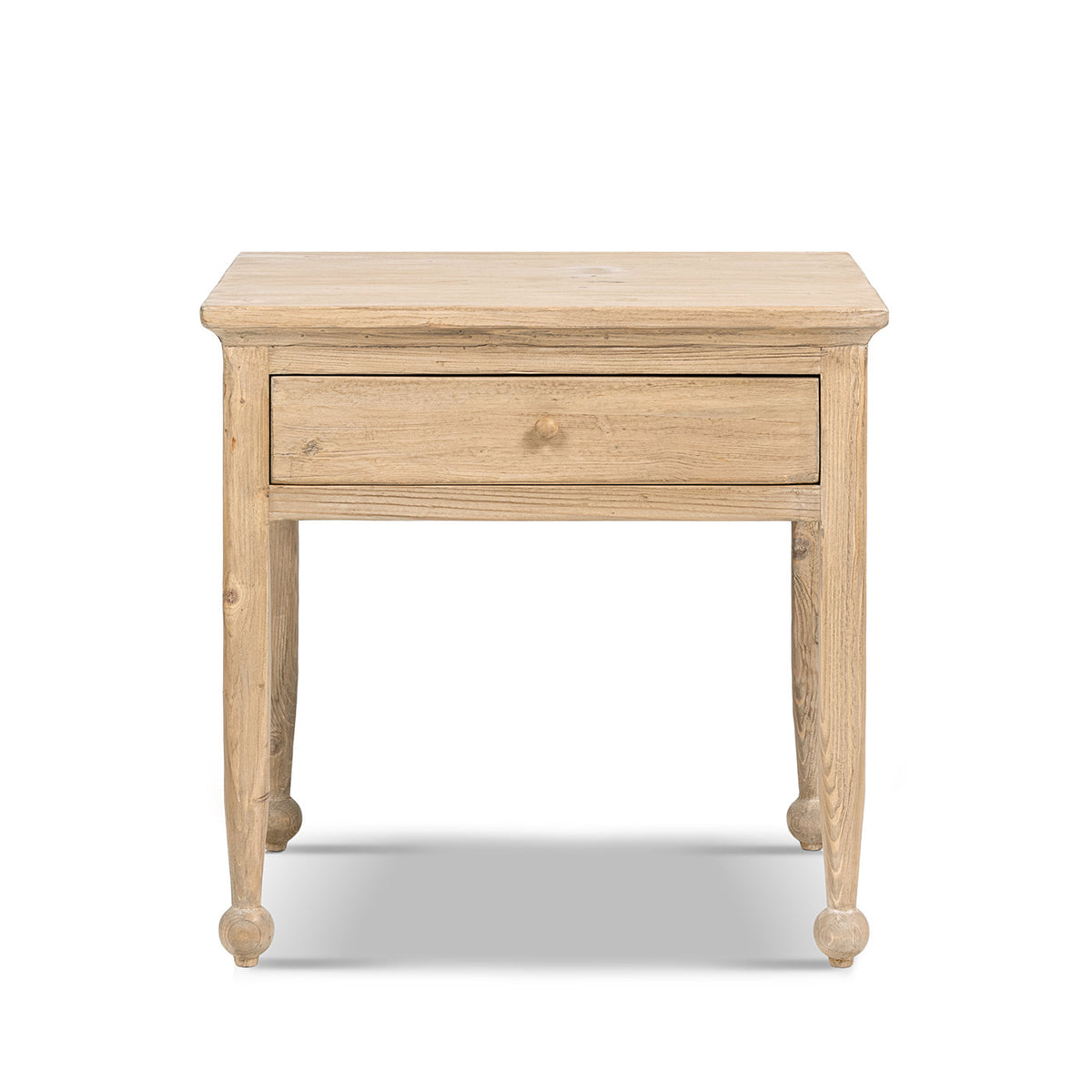 Balqis 26" Reclaimed Pine Wood Side Table, Heritage Light Natural Brown
