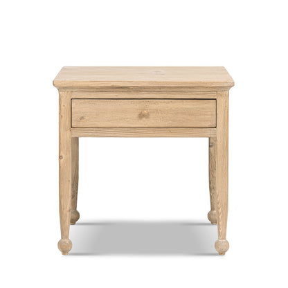 Balqis 26" Reclaimed Pine Wood Side Table, Heritage Light Natural Brown