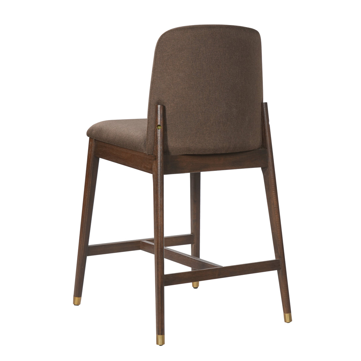 Clara Indoor Wooden Upholstered Counter stool, Walnut Finish with Taupe Cushion, Set of 2