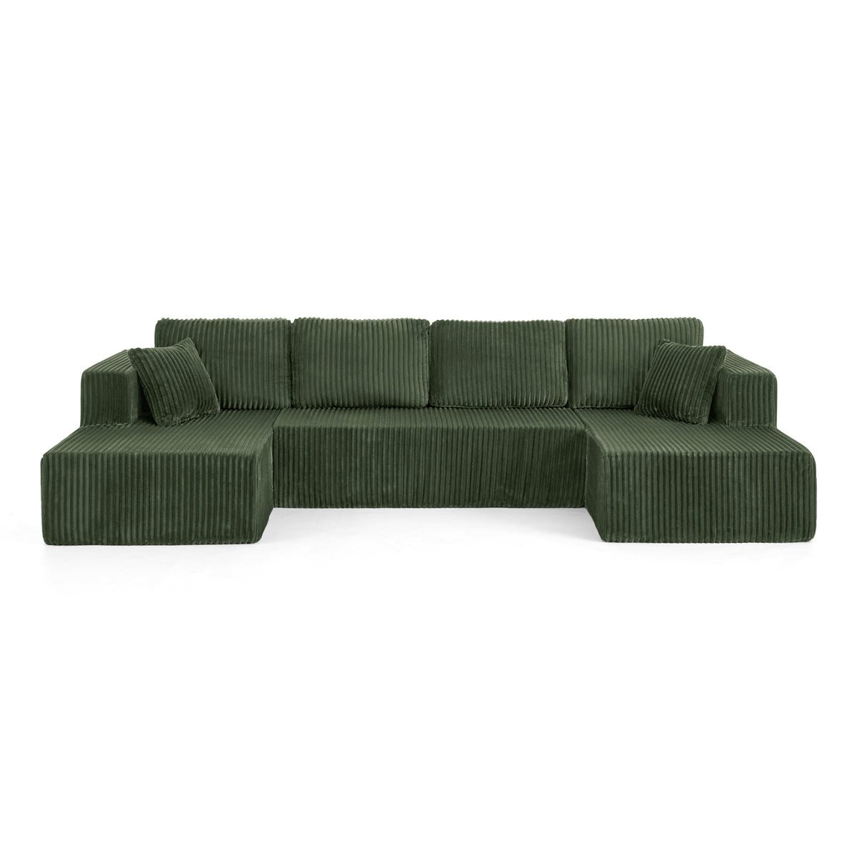 U shape Modular Sectional Sofa, Compressed Sectional Sofa Modern Minimalist Style Corduroy Couch, Sleeper Sofa – Green