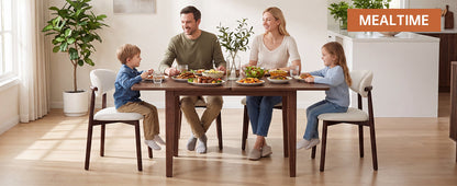 51.2" Solid Wood Folding Dining Table, Rotating Drop Leaf Design with Walnut Finish, Space-Saving Kitchen Table for 4-6 People, Farmhouse Style for Small Apartments, Easy Assembly
