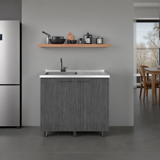 Napoles Utility Sink Complete with Faucet, Freestanding Base with Legs and Deep Stainless Steel Basin, Modern Multi-Purpose Sink for Kitchen, Laundry or Utility Room, Smoke Gray