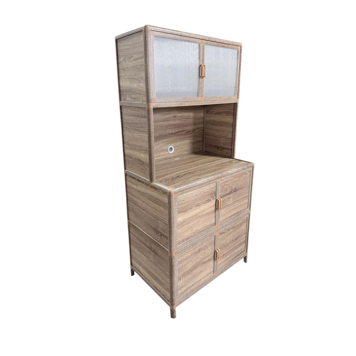 Tall Storage Cabinet, 31.50" W x 19.69" D x 65.75" H, Freestanding Indoor & Outdoor Storage Cabinet with Ribbed Acrylic Doors, 6-Door Utility Cabinet for Kitchen, Entryway, Patio & Garage